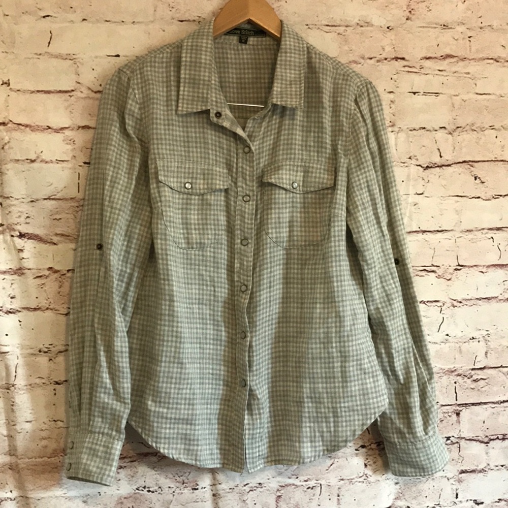 Love stitch plaid shirt size medium snap front